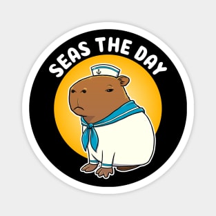 Seas the day Cartoon Capybara Sailor Magnet